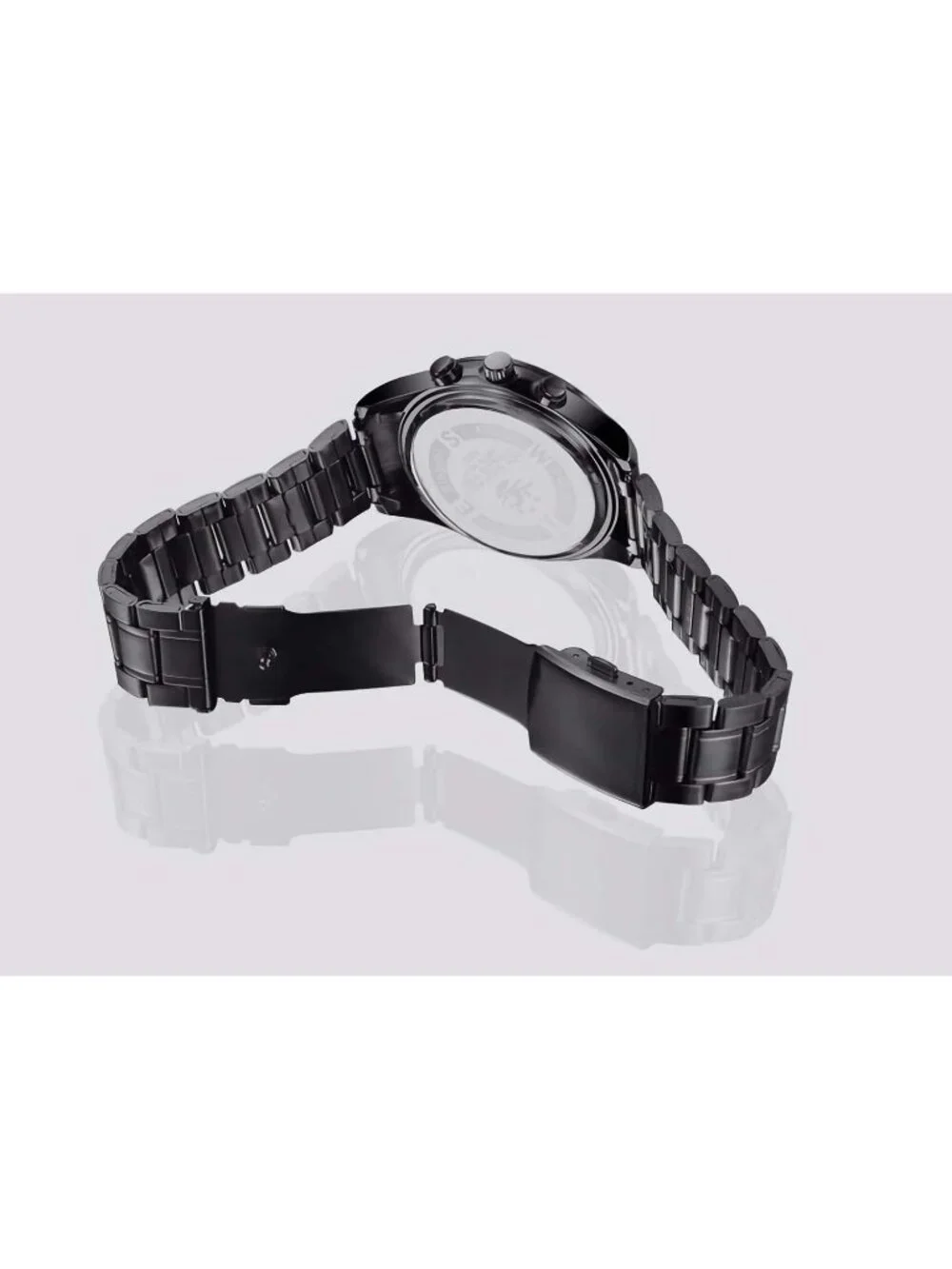 Men's Black Analog Quartz Stainless Steel Chronograph Waterproof Wrist Watch